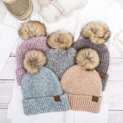 CC Cozy Marled Pom Beanie us.meeeshop - 