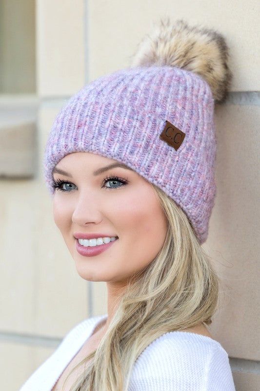 CC Cozy Marled Pom Beanie us.meeeshop - 