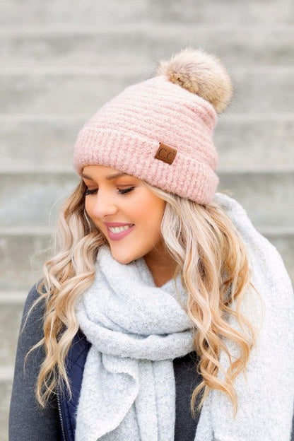 CC Ultra Soft Fur Pom Beanie us.meeeshop - 