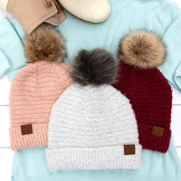 CC Ultra Soft Fur Pom Beanie us.meeeshop - 