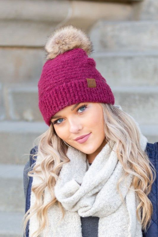 CC Ultra Soft Fur Pom Beanie us.meeeshop - 