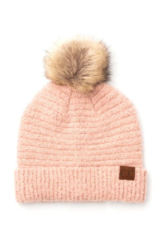 CC Ultra Soft Fur Pom Beanie us.meeeshop - 