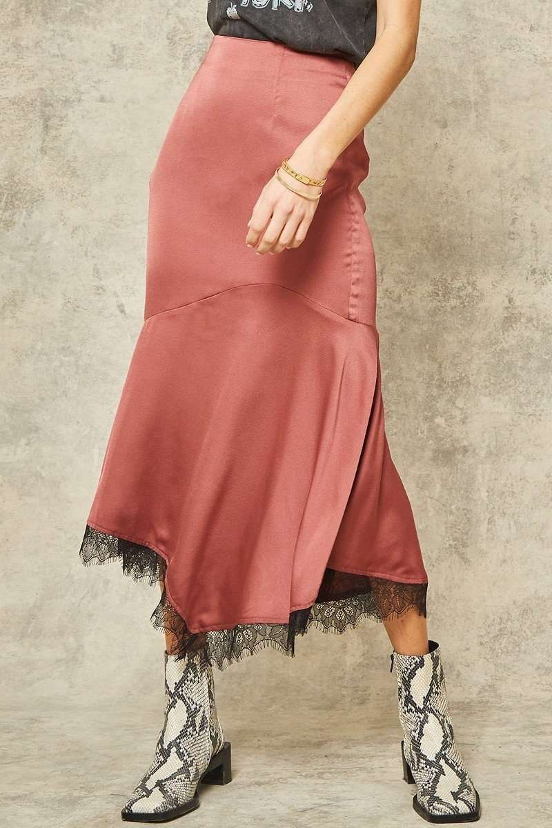 A Solid Woven Midi Skirt | us.meeeshop
