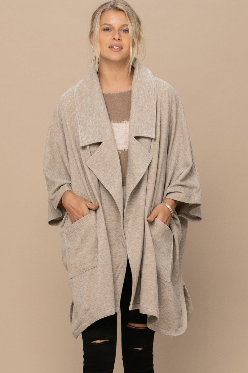 Solid Knit Oversized Trench Jacket | us.meeeshop
