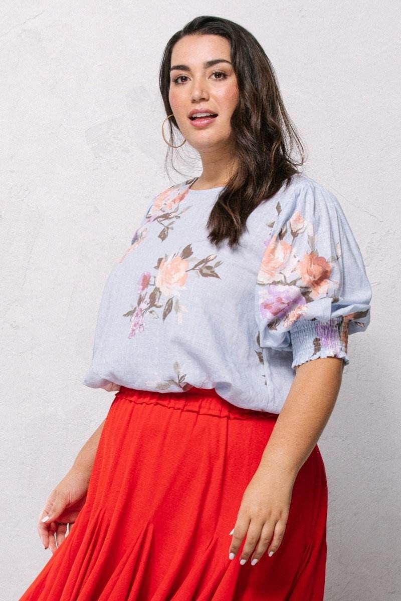 Floral Printed Woven Blouse - us.meeeshop