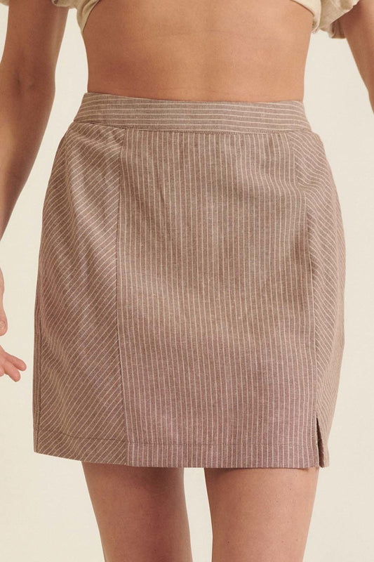 Banded Front Waist Pinstripe Mini Skirt | us.meeeshop