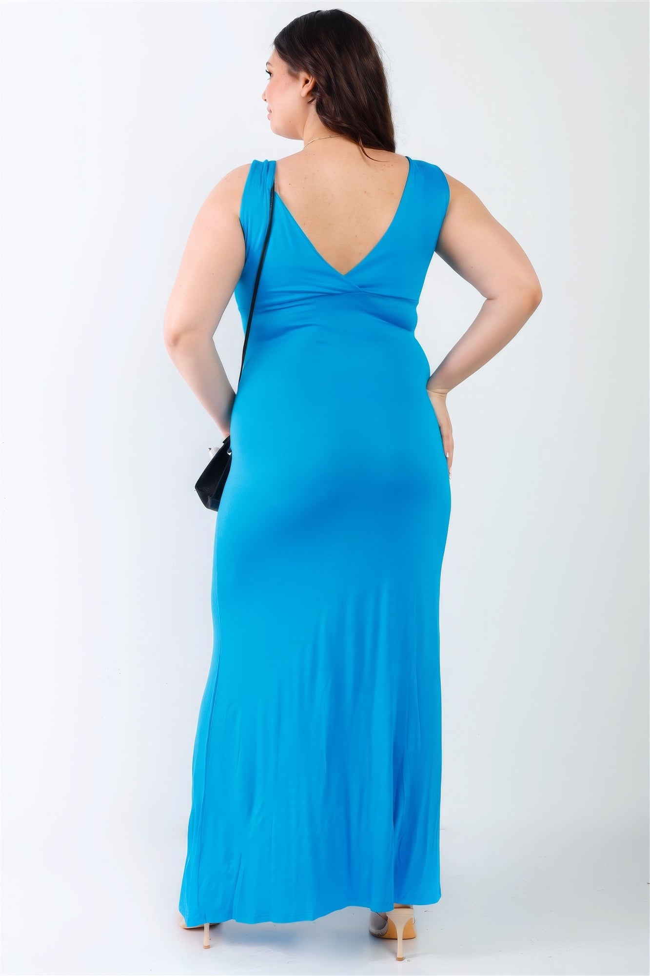 Plus V-neck Sleeveless Maxi Dress | us.meeeshop