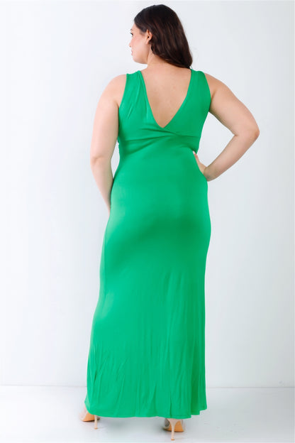 Plus V-neck Sleeveless Maxi Dress | us.meeeshop
