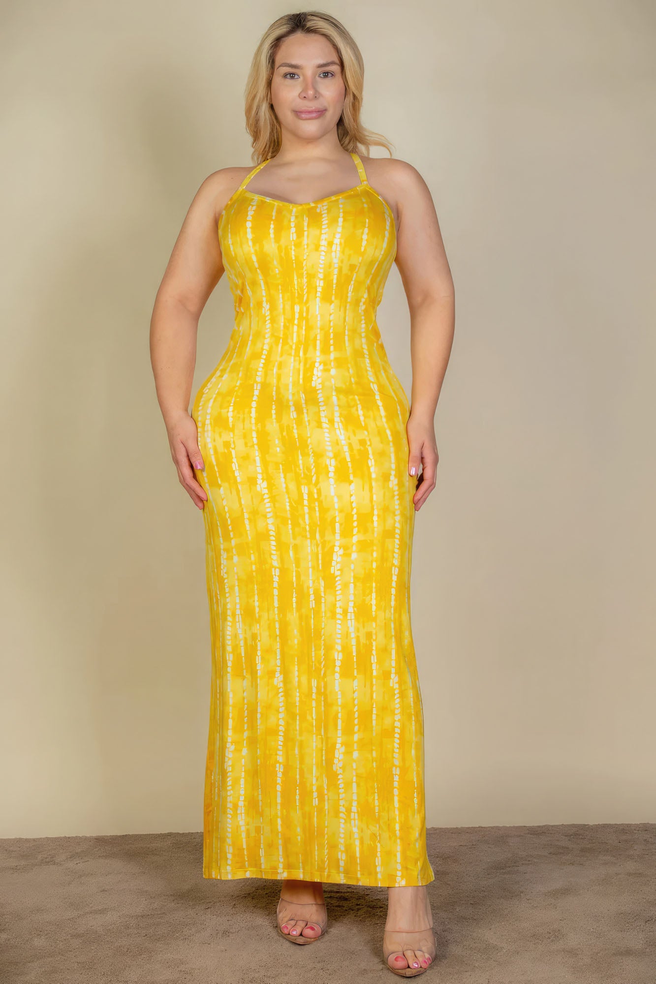 Plus Size Tie Dye Printed Cami Bodycon Maxi Dress | us.meeeshop