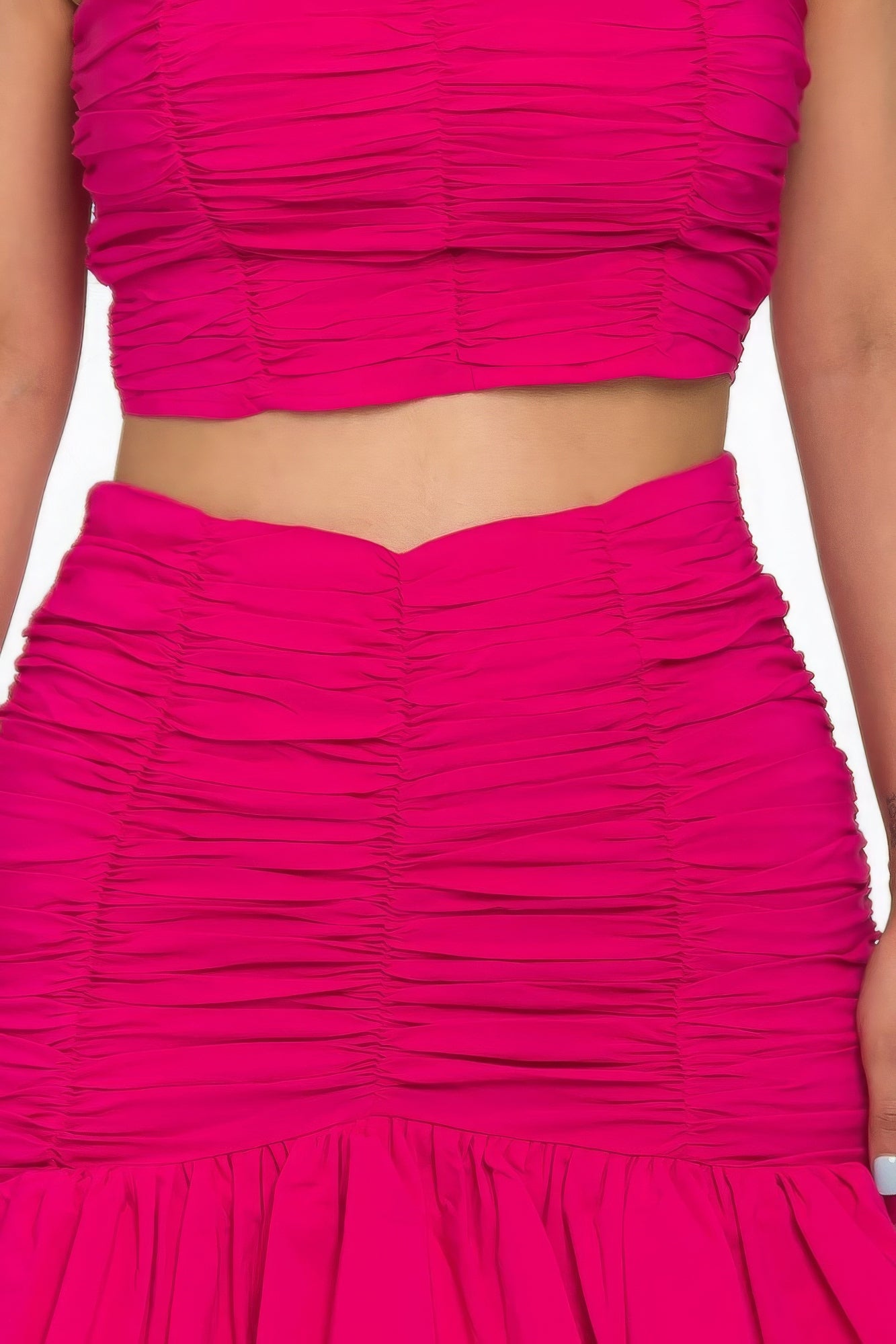 Ruffle Ruched Mini Skirt Set | us.meeeshop