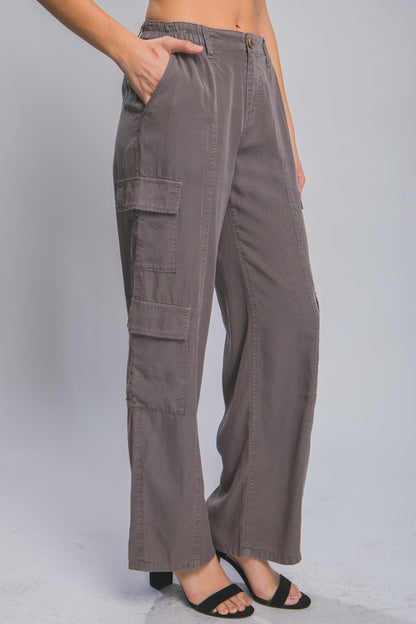 Full-length Tencel Pants With Cargo Pockets | us.meeeshop
