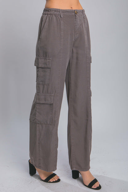 Full-length Tencel Pants With Cargo Pockets | us.meeeshop