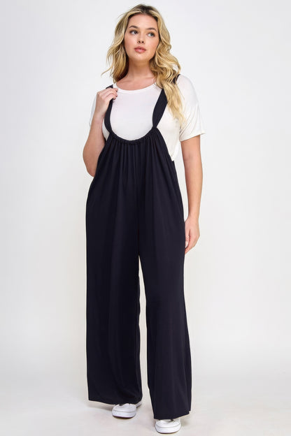 French Terry Wide Leg Jumpsuit Overalls | us.meeeshop