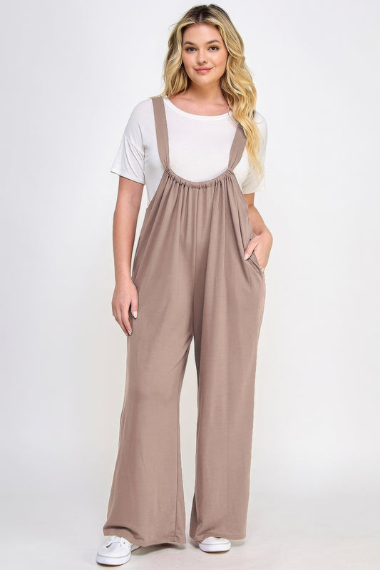 French Terry Wide Leg Jumpsuit Overalls | us.meeeshop