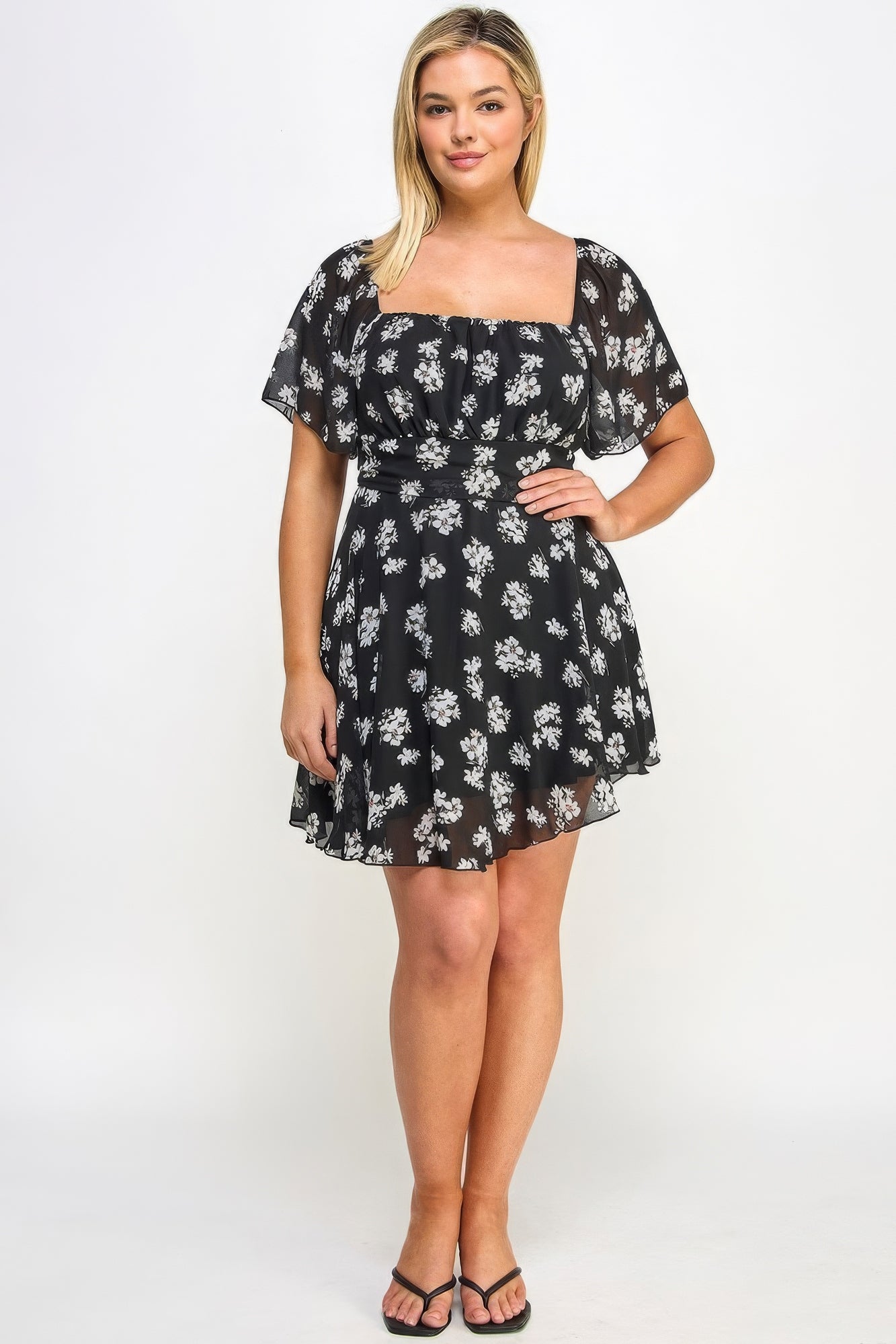 Plus Size Floral Chiffon Dress | us.meeeshop