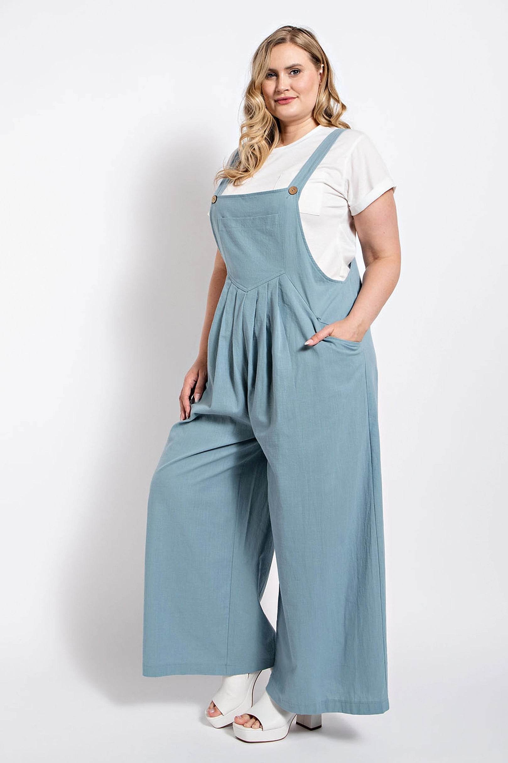 Pintuck detail overall with side pockets - us.meeeshop