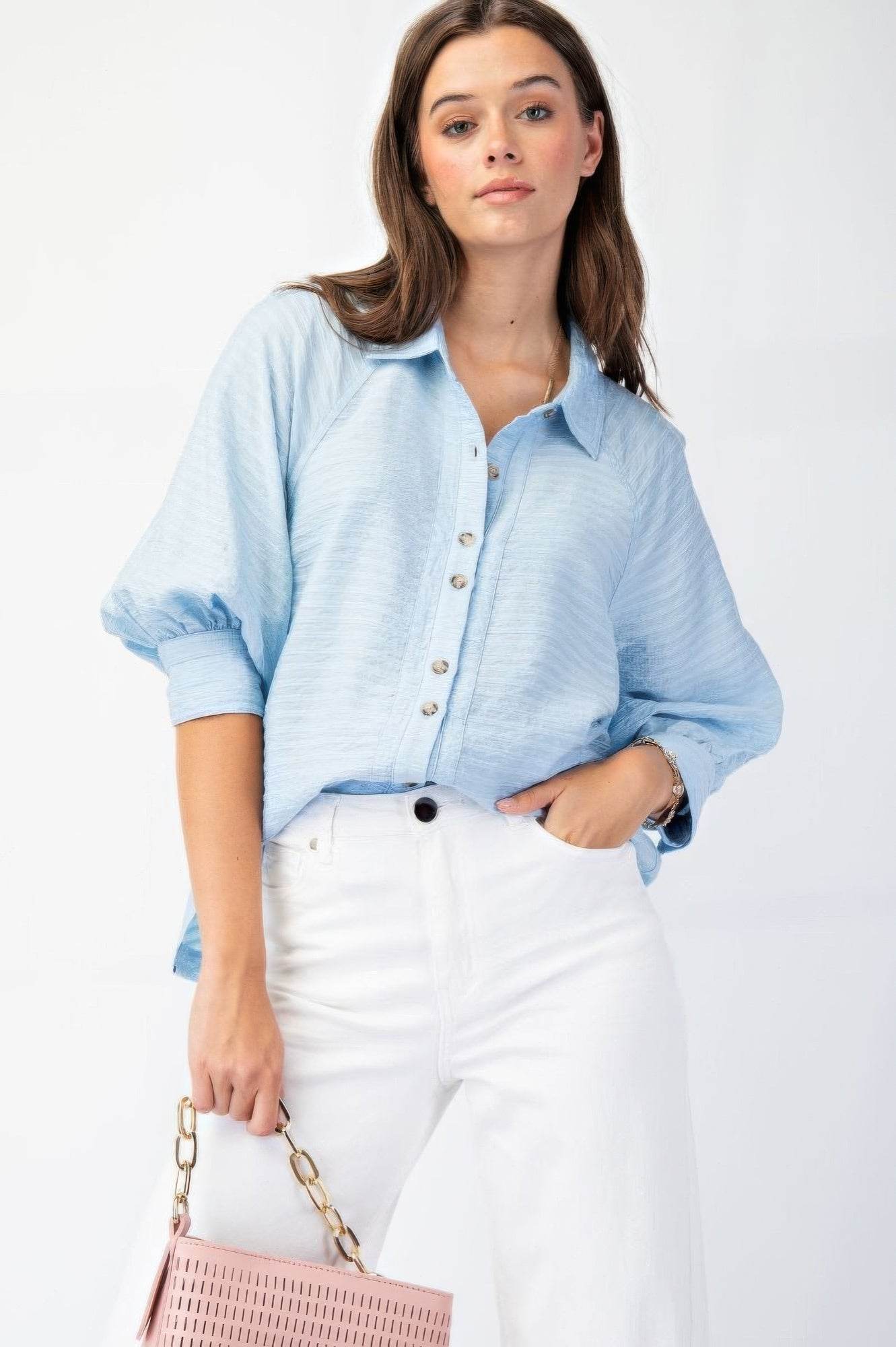 Button down textured woven shirt - us.meeeshop