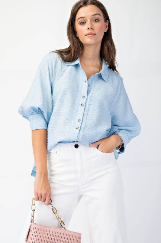 Button down textured woven shirt - us.meeeshop