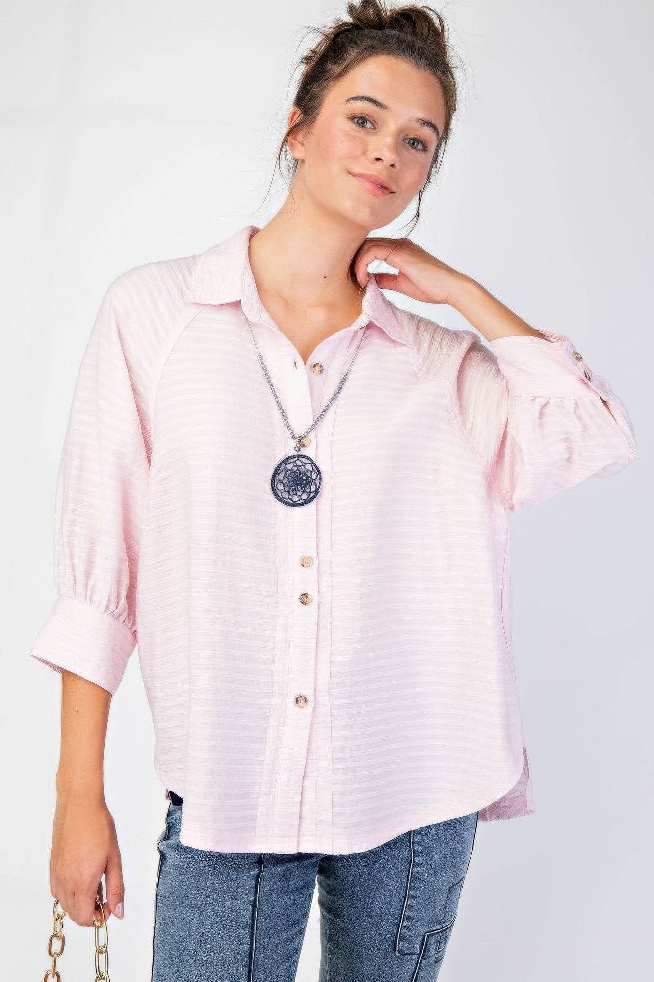 Button down textured woven shirt - us.meeeshop