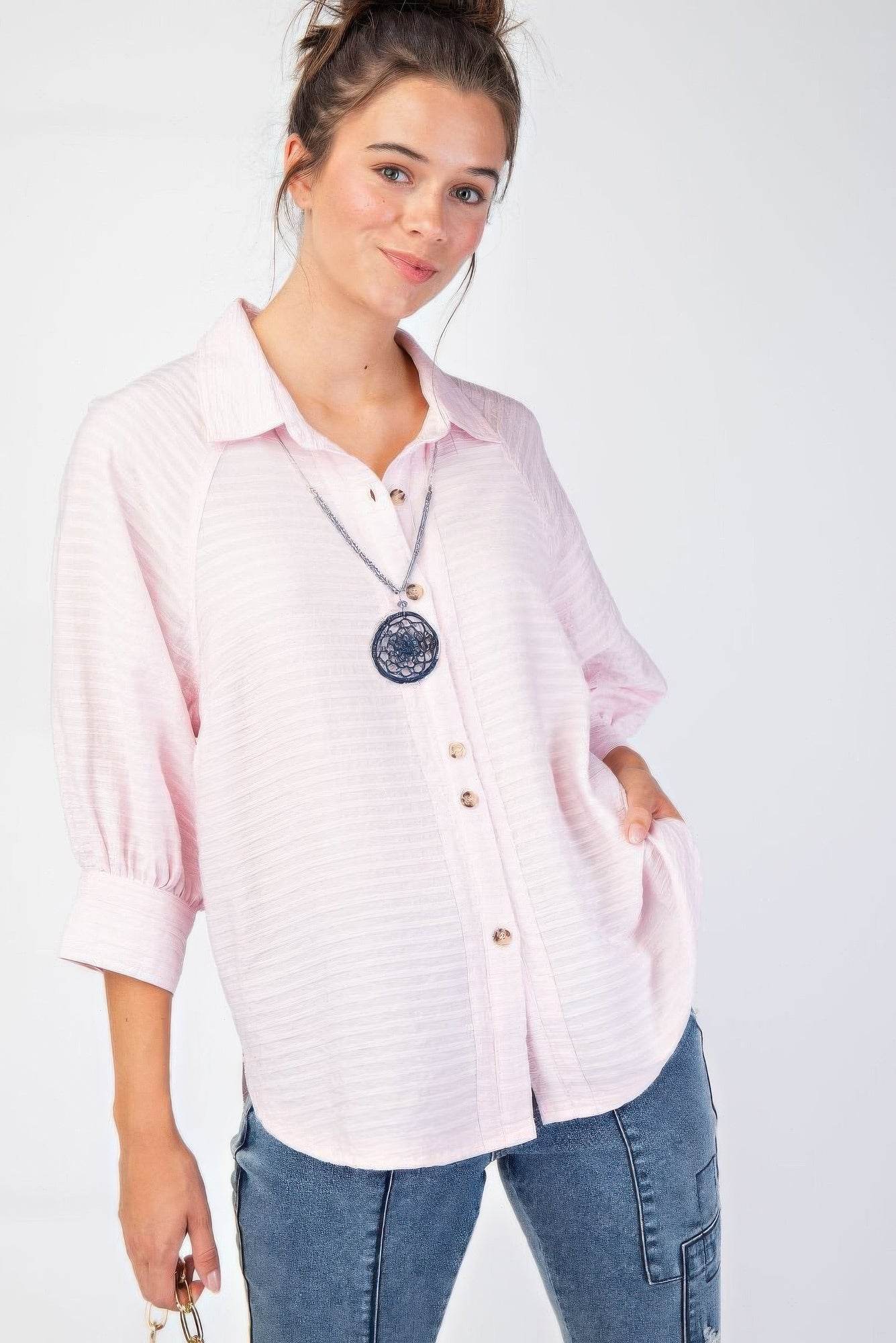 Button down textured woven shirt - us.meeeshop