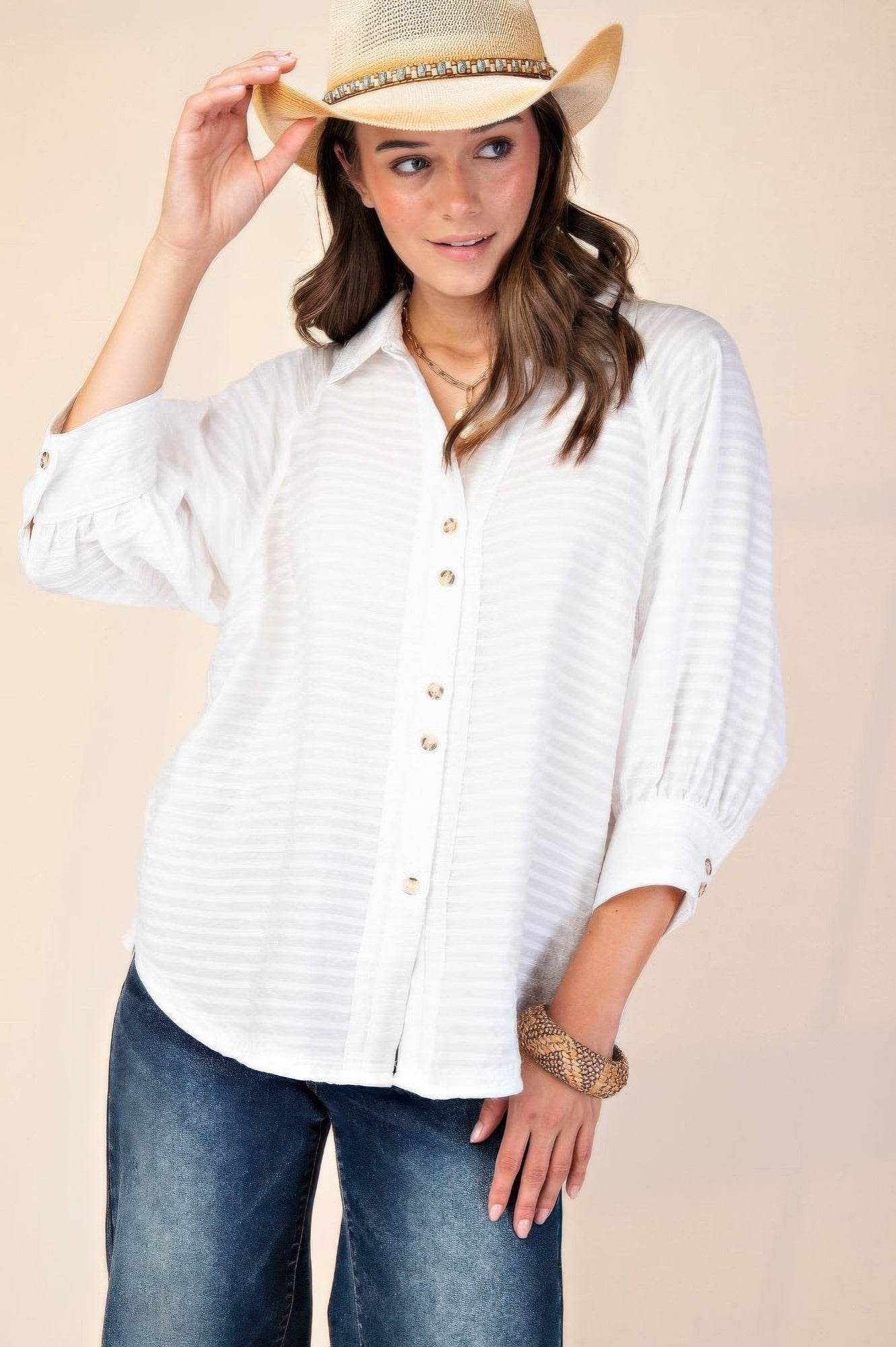 Button down textured woven shirt - us.meeeshop