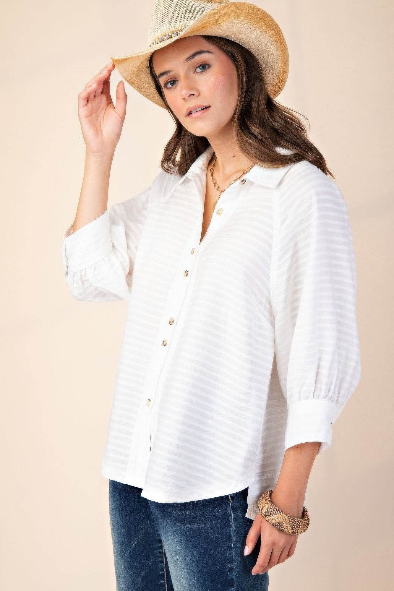 Button down textured woven shirt - us.meeeshop