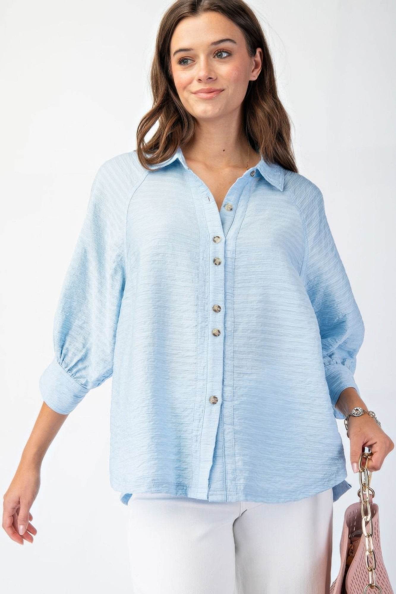 Button down textured woven shirt - us.meeeshop