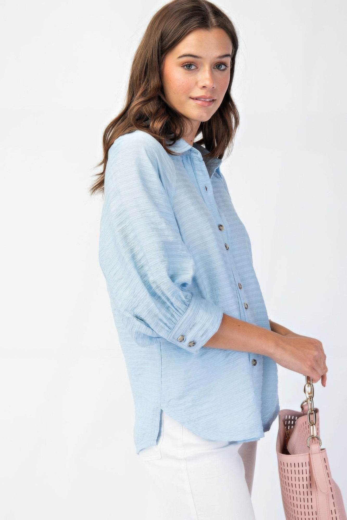 Button down textured woven shirt - us.meeeshop