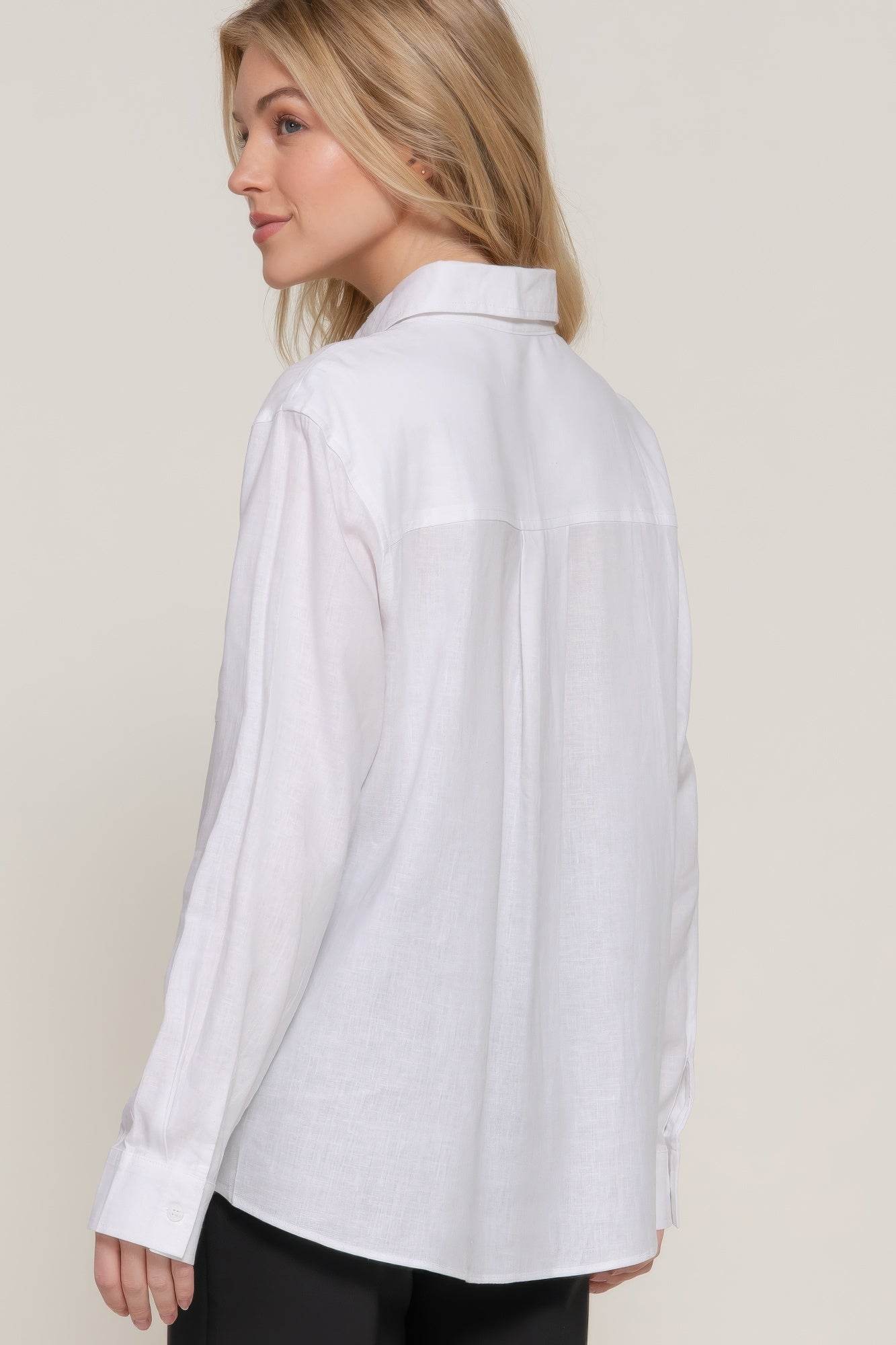 Long Sleeve Linen Blend Shirt - us.meeeshop