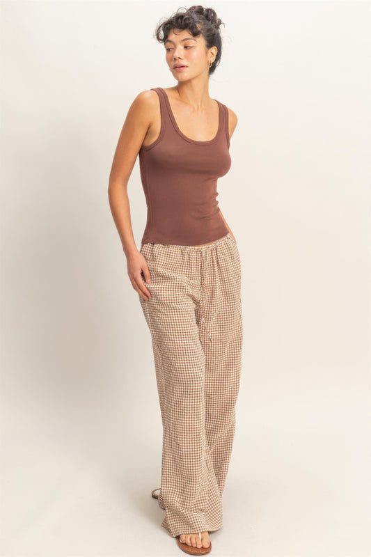 hyfve gingham drawstring Hyfve Gingham Drawstring Wide-leg Pants view 2 (bottom) - shop at us.meeeshop