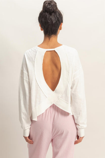 hyfve cross detail Hyfve Cross Detail Open Back Long-sleeve Top view 14 (top) - shop at us.meeeshop