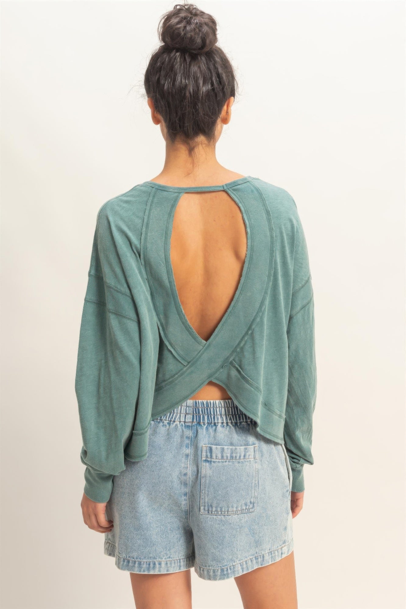 hyfve cross detail Hyfve Cross Detail Open Back Long-sleeve Top view 40 (top) - shop at us.meeeshop