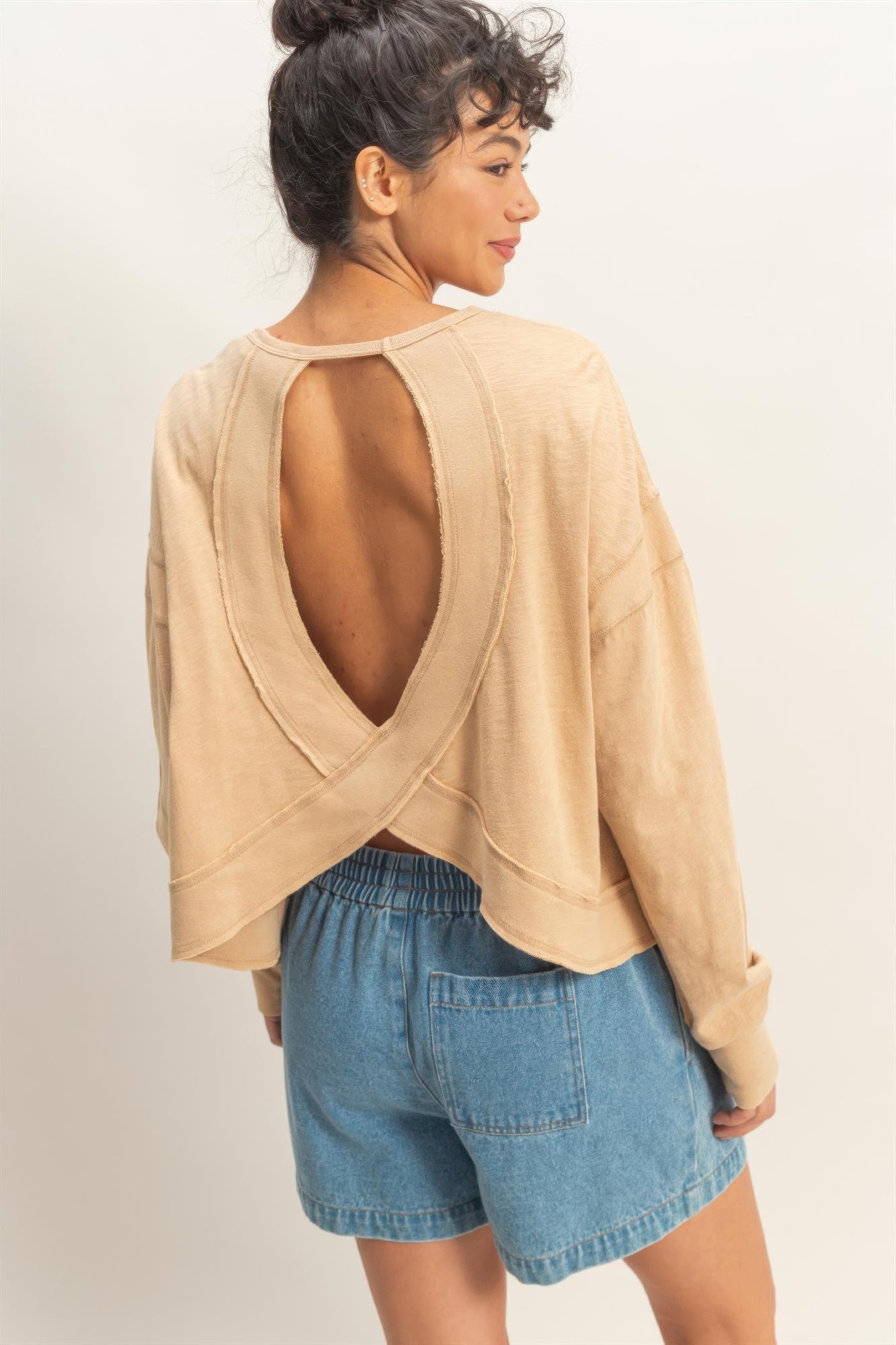 hyfve cross detail Hyfve Cross Detail Open Back Long-sleeve Top view 44 (top) - shop at us.meeeshop