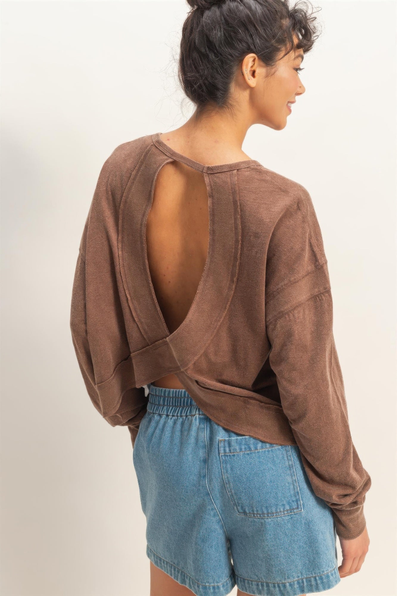 hyfve cross detail Hyfve Cross Detail Open Back Long-sleeve Top view 29 (top) - shop at us.meeeshop