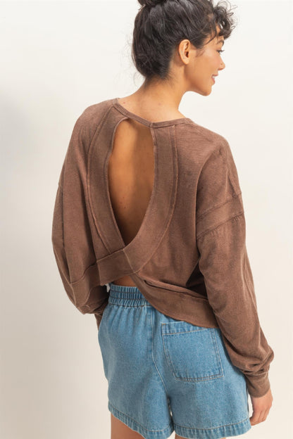 hyfve cross detail Hyfve Cross Detail Open Back Long-sleeve Top view 29 (top) - shop at us.meeeshop