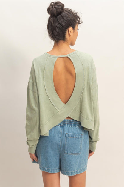hyfve cross detail Hyfve Cross Detail Open Back Long-sleeve Top view 10 (top) - shop at us.meeeshop