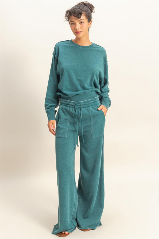 hyfve burnout french Hyfve Burnout French Terry Wide-leg Pants view 2 (bottom) - shop at us.meeeshop