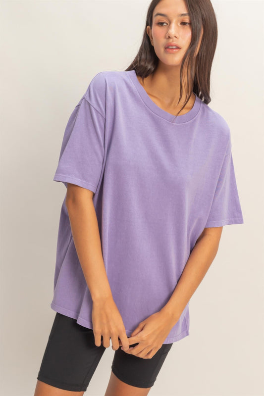 hyfve pigment dyed Hyfve Pigment Dyed Crew Neck T-shirt Dusty purple (top) - shop at us.meeeshop