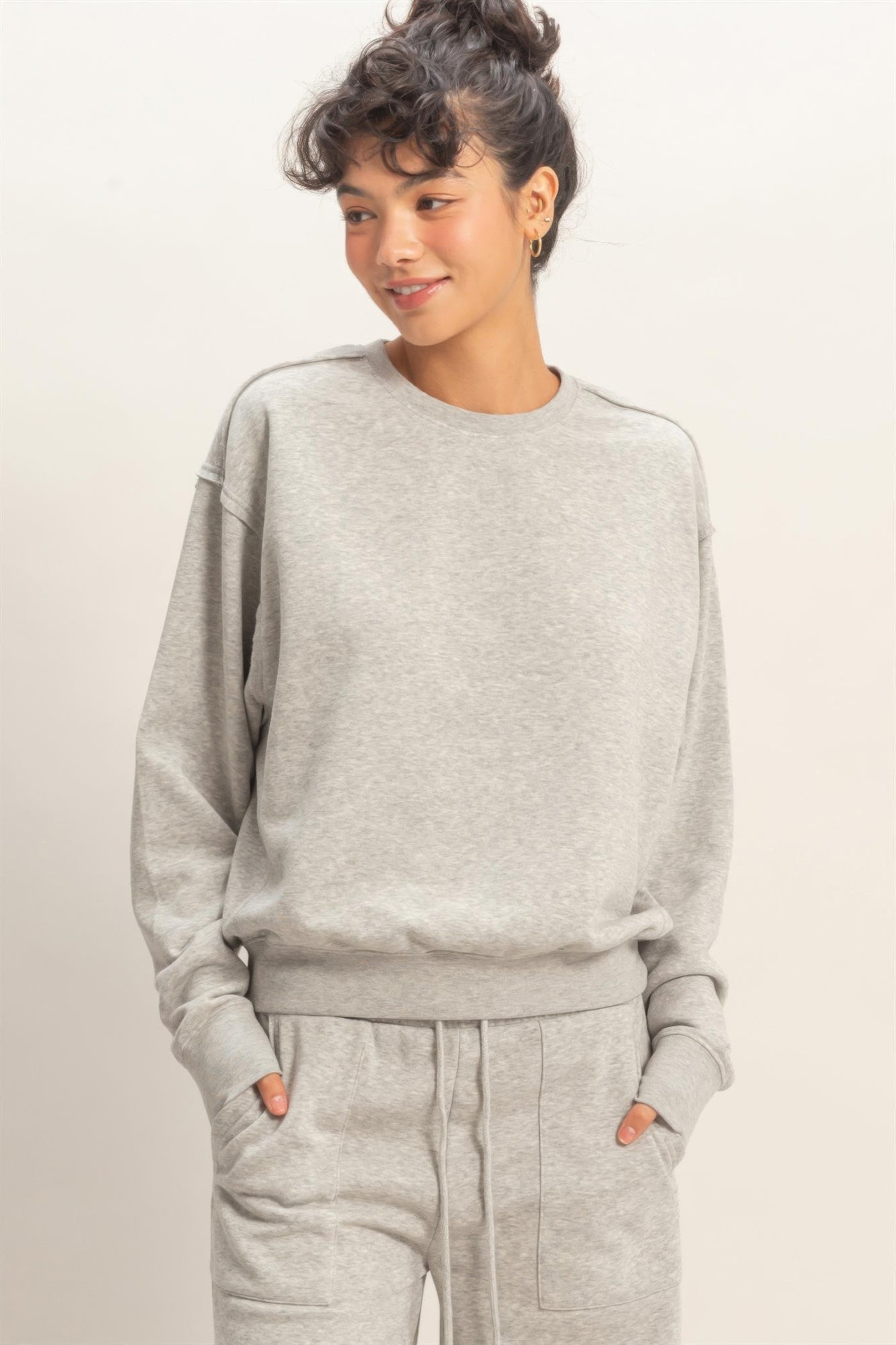 Hyfve Raw Edge Detail Burnout Sweatshirt | view 6 | Ccwholesaleclothing | us.meeeshop