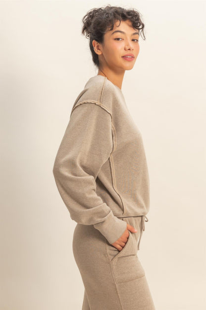 Hyfve Raw Edge Detail Burnout Sweatshirt | view 3 | Ccwholesaleclothing | us.meeeshop