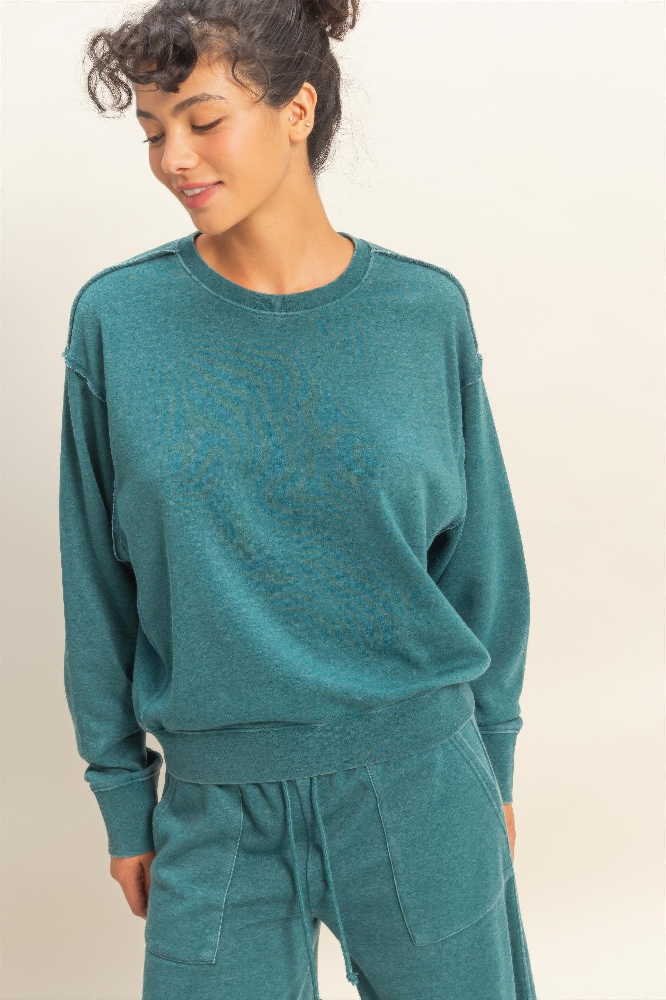 Hyfve Raw Edge Detail Burnout Sweatshirt | view 16 | Ccwholesaleclothing | us.meeeshop