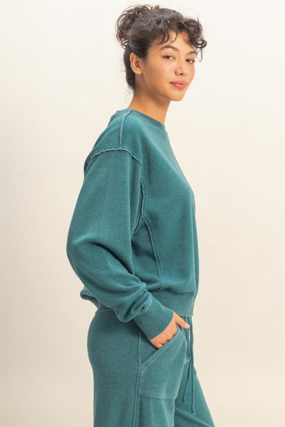 Hyfve Raw Edge Detail Burnout Sweatshirt | view 18 | Ccwholesaleclothing | us.meeeshop