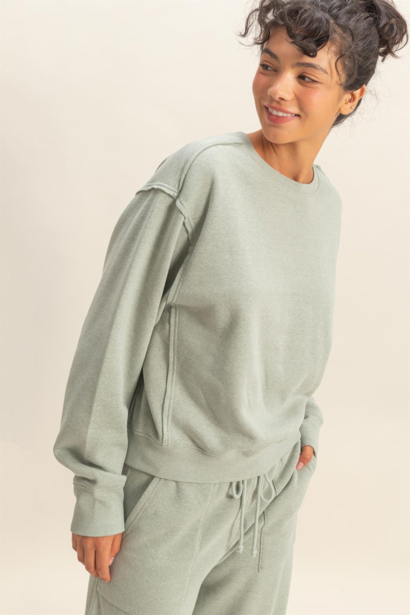 Hyfve Raw Edge Detail Burnout Sweatshirt | view 14 | Ccwholesaleclothing | us.meeeshop