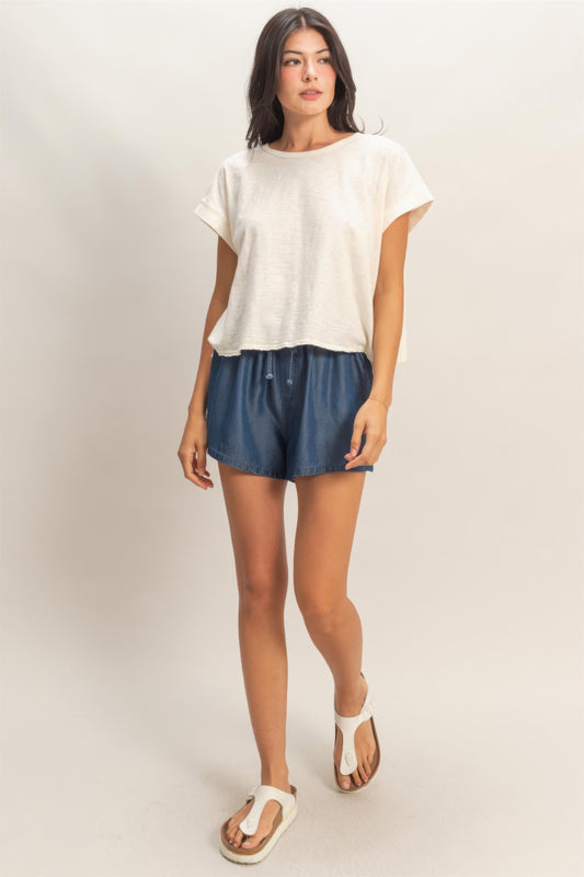 hyfve acid washed Hyfve Acid Washed Cross Detail Open Back Top Whip cream (top) - shop at us.meeeshop
