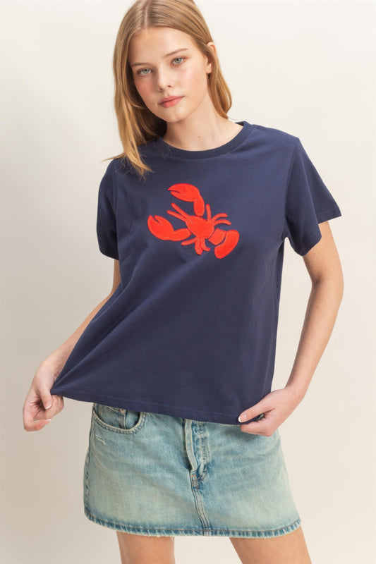 hyfve lobster patch Hyfve Lobster Patch Tee Navy (top) - shop at us.meeeshop