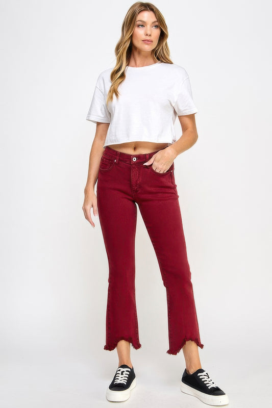 mid rise stretch Mid Rise Stretch Tummy Control Kick Flare Jeans view 2 (bottom) - shop at us.meeeshop