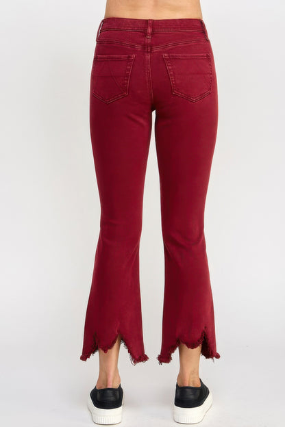 mid rise stretch Mid Rise Stretch Tummy Control Kick Flare Jeans view 3 (bottom) - shop at us.meeeshop