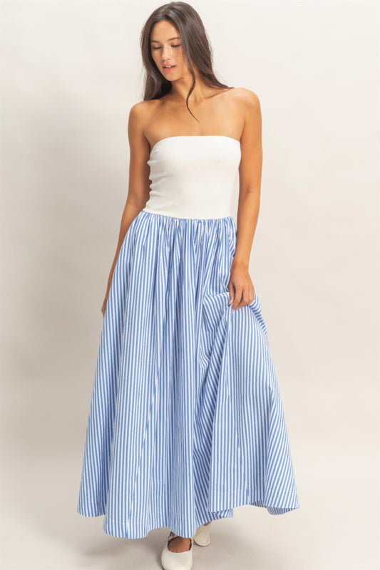 hyfve striped strapless Hyfve Striped Strapless Flowy Midi Dress view 2 (dress) - shop at us.meeeshop