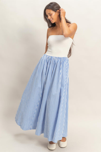 hyfve striped strapless Hyfve Striped Strapless Flowy Midi Dress view 3 (dress) - shop at us.meeeshop