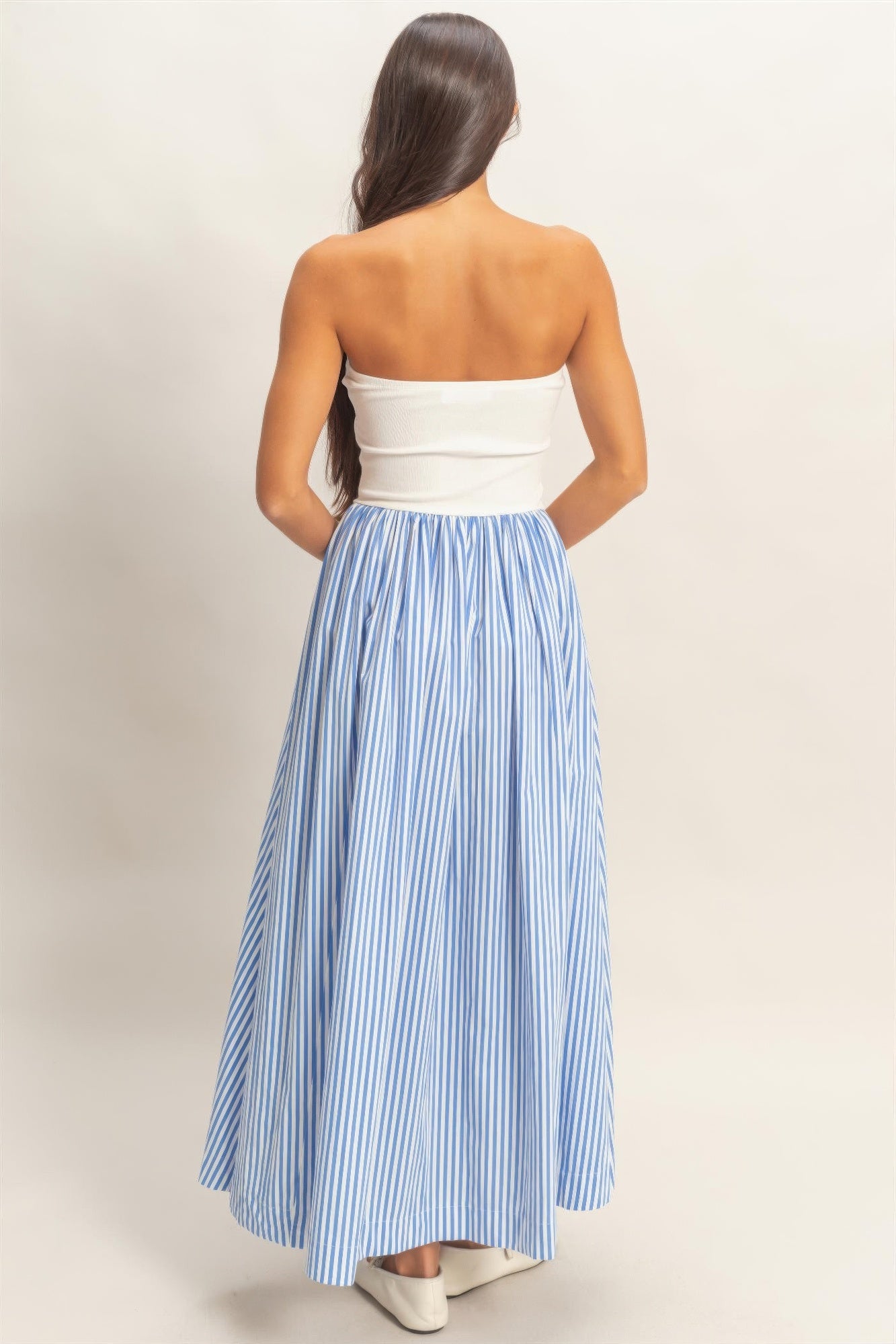 hyfve striped strapless Hyfve Striped Strapless Flowy Midi Dress view 6 (dress) - shop at us.meeeshop
